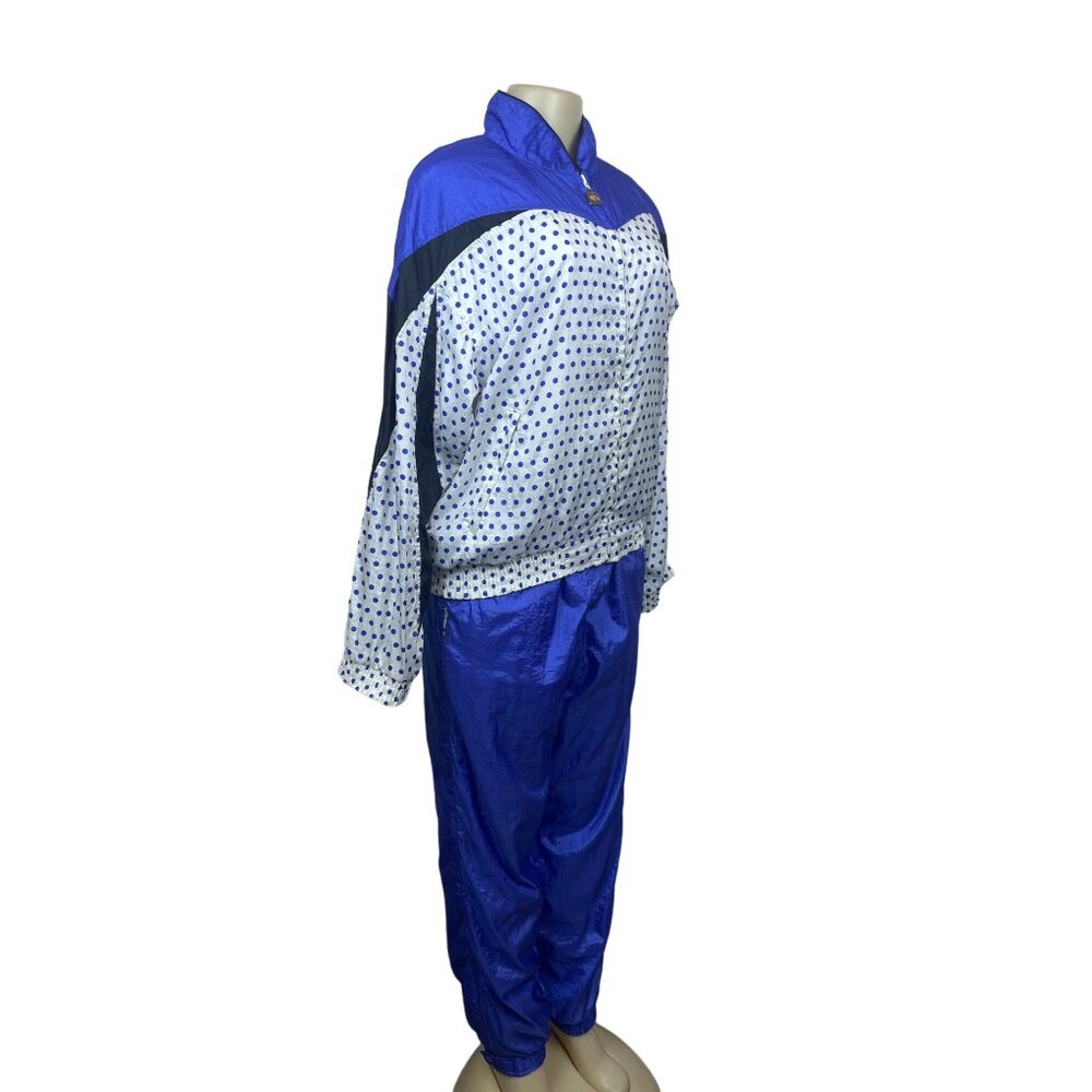 Vintage Ellesse Women's White And Blue Polka Dots Tracksuit Sz 12 View 2
